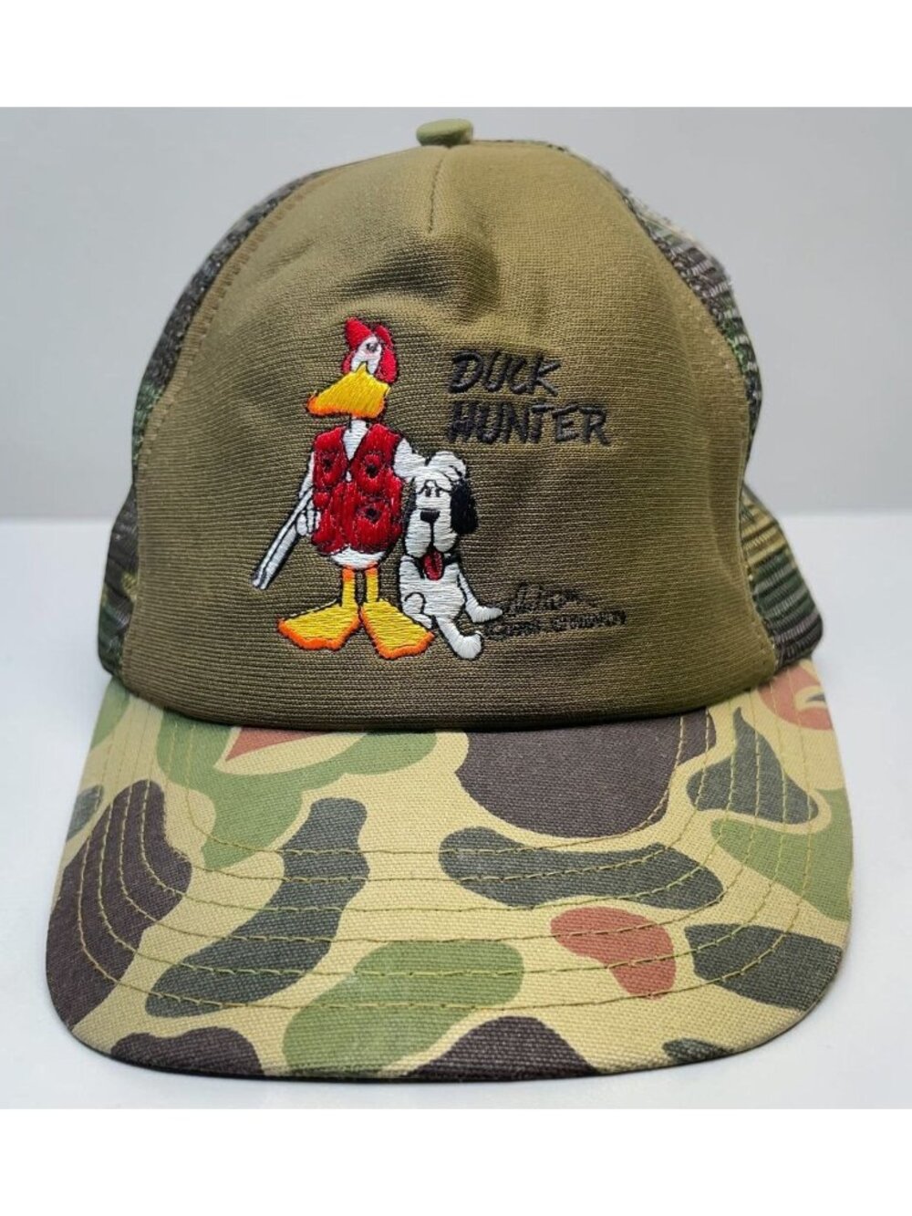 Vintage Duck Hunter Trucker Hat Camo Snapback Hunting John Baron 1980s Ducktales